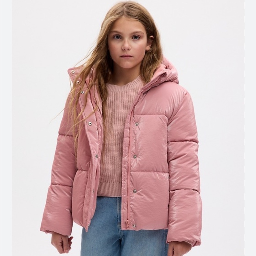 GAP Kids Girls Puffer Jacket, Pink, Size S